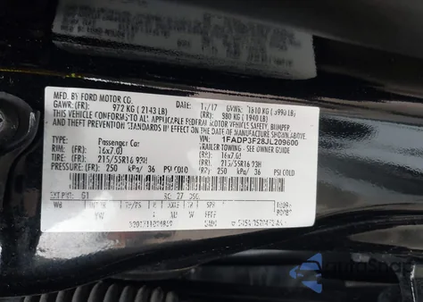 2018 Ford Focus Se from USA, damaged, VIN 1FADP3F28JL209600